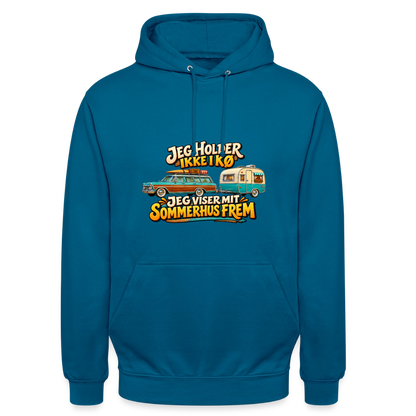 CityShirts - Hoodie - Jeg holder ikke i kø – Jeg viser mit sommerhus frem - CS034 - dybt havblå 