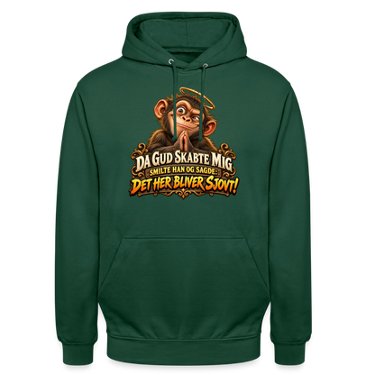 CityShirts - Hoodie - Da Gud skabte mig – Det her bliver sjovt! - CS004 - flaskegrøn