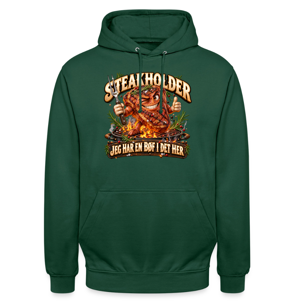 CityShirts - Hoodie - Steakholder – Jeg har en bøf i det her - CS052 - flaskegrøn