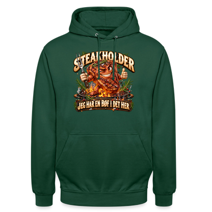 CityShirts - Hoodie - Steakholder – Jeg har en bøf i det her - CS052 - flaskegrøn