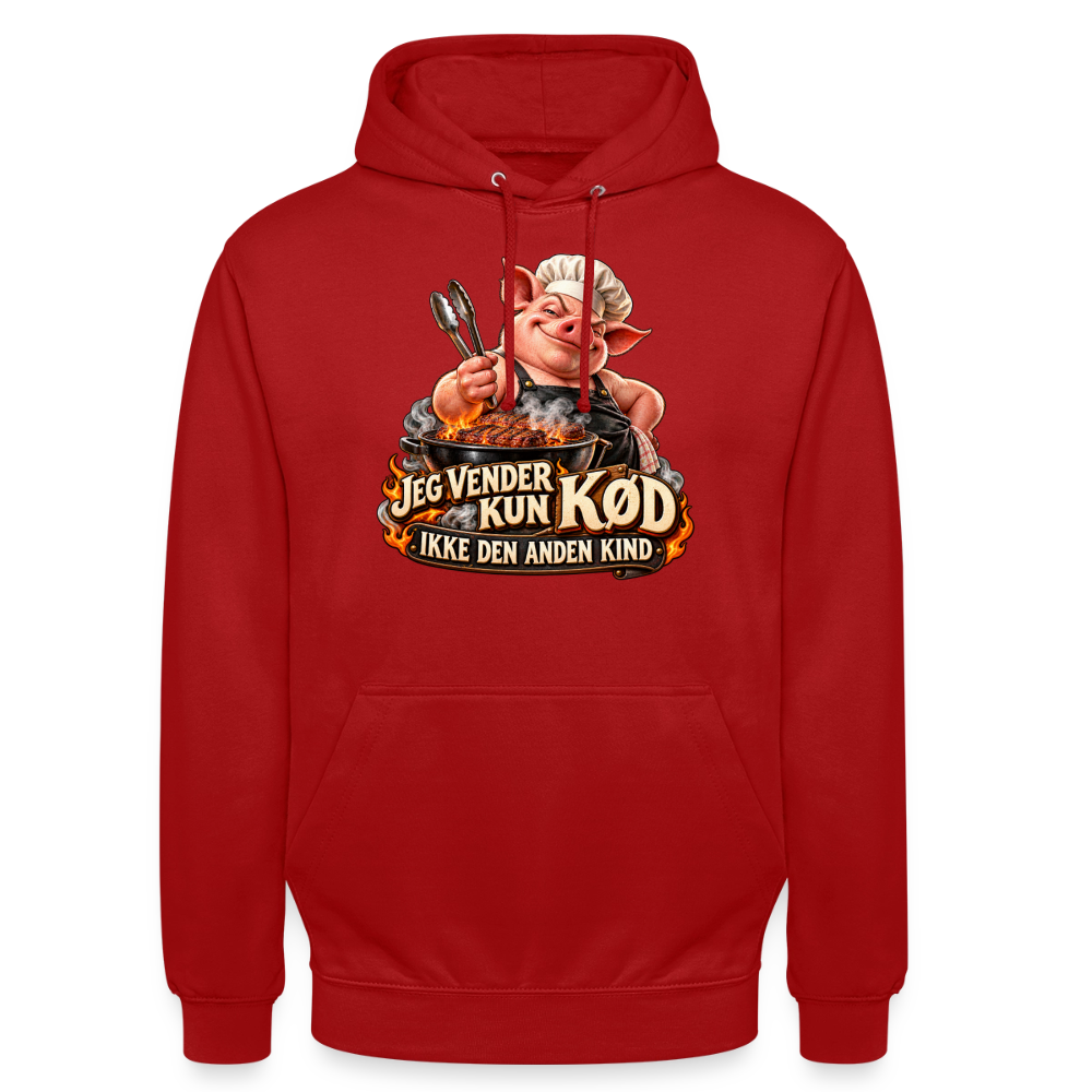 CityShirts - Hoodie - Jeg vender kun kød – Ikke den anden kind - CS044 - rød
