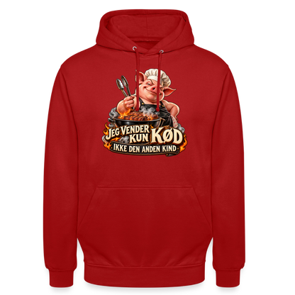 CityShirts - Hoodie - Jeg vender kun kød – Ikke den anden kind - CS044 - rød