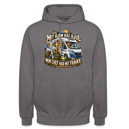CityShirts - Hoodie - Mit hjem har hjul – Min chef har mit fravær - CS040 - mellemgrå