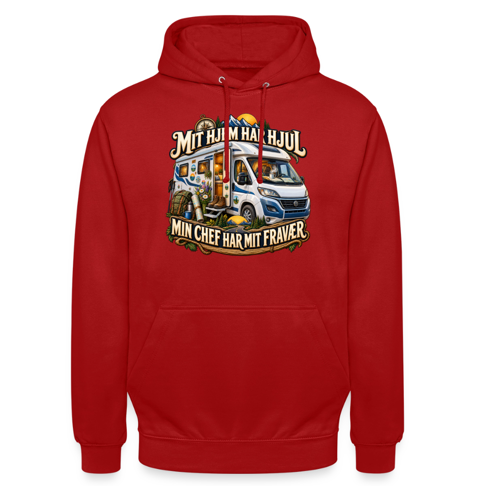 CityShirts - Hoodie - Mit hjem har hjul – Min chef har mit fravær - CS040 - rød