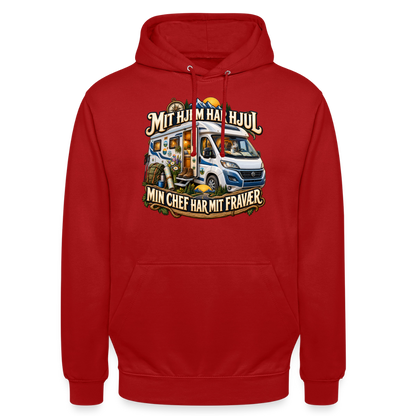 CityShirts - Hoodie - Mit hjem har hjul – Min chef har mit fravær - CS040 - rød