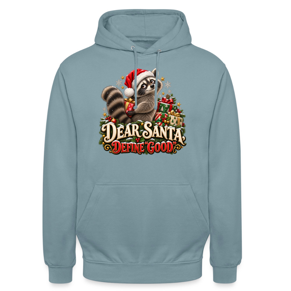 CityShirts - Hoodie - Dear Santa, define good – julevaskebjørn - CS028 - gråblå