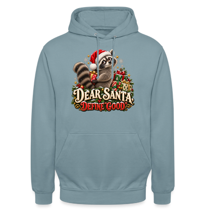 CityShirts - Hoodie - Dear Santa, define good – julevaskebjørn - CS028 - gråblå