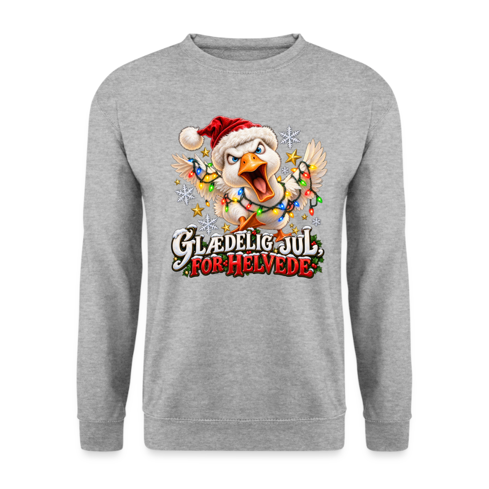 CityShirts - Sweatshirt - Glædelig jul, for helvede – julegås - CS025 - hvidgrå meleret