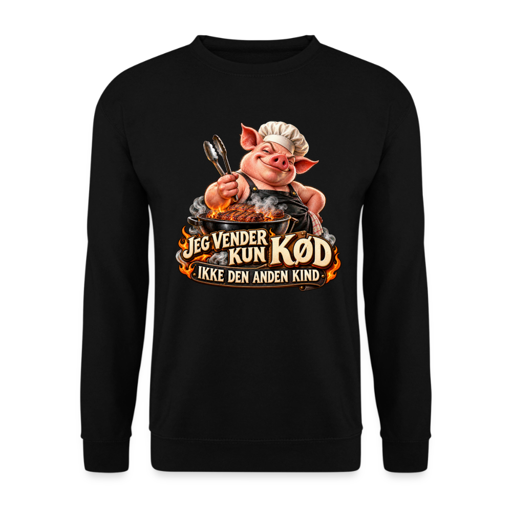 CityShirts - Sweatshirt - Jeg vender kun kød – Ikke den anden kind - CS044 - sort