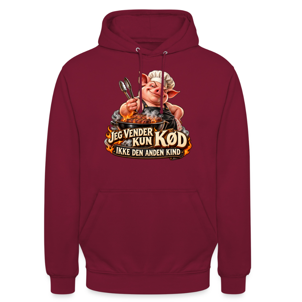 CityShirts - Hoodie - Jeg vender kun kød – Ikke den anden kind - CS044 - bordeaux