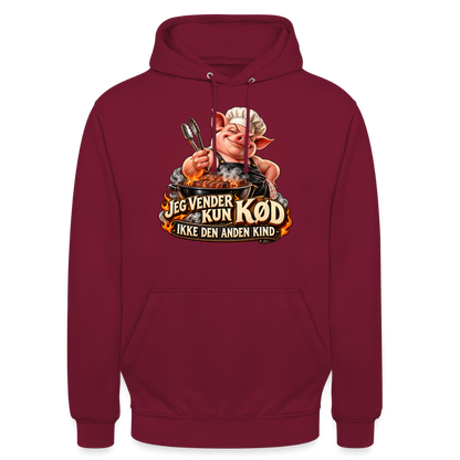 CityShirts - Hoodie - Jeg vender kun kød – Ikke den anden kind - CS044 - bordeaux