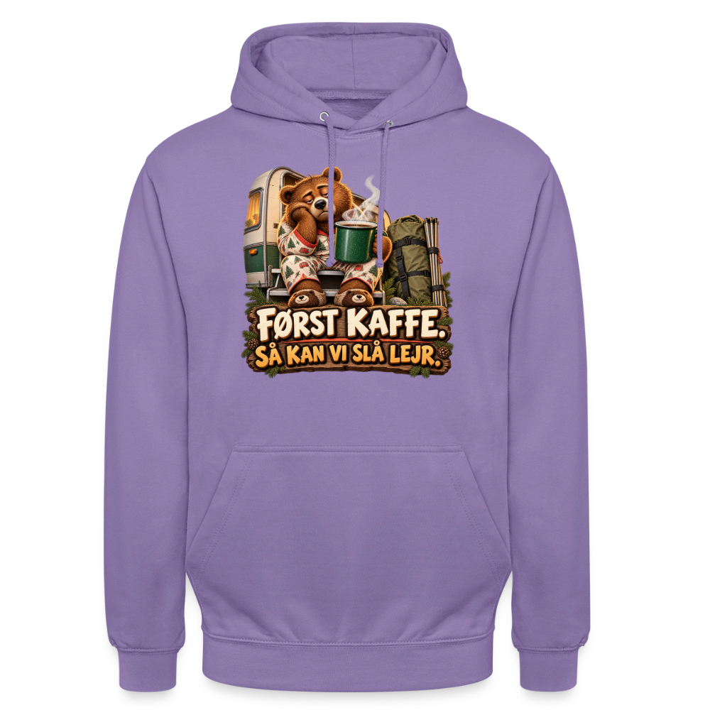 CityShirts - Hoodie - Først kaffe – Så kan vi slå lejr - CS043 - lavendel
