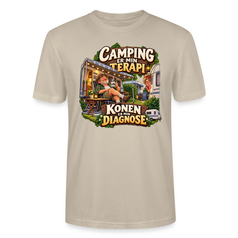 CityShirts - T-shirt - Camping er min terapi – Konen er min diagnose - CS032 - beige