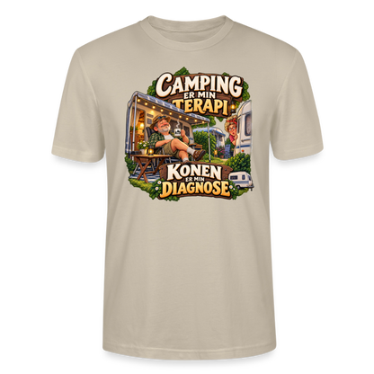 CityShirts - T-shirt - Camping er min terapi – Konen er min diagnose - CS032 - beige
