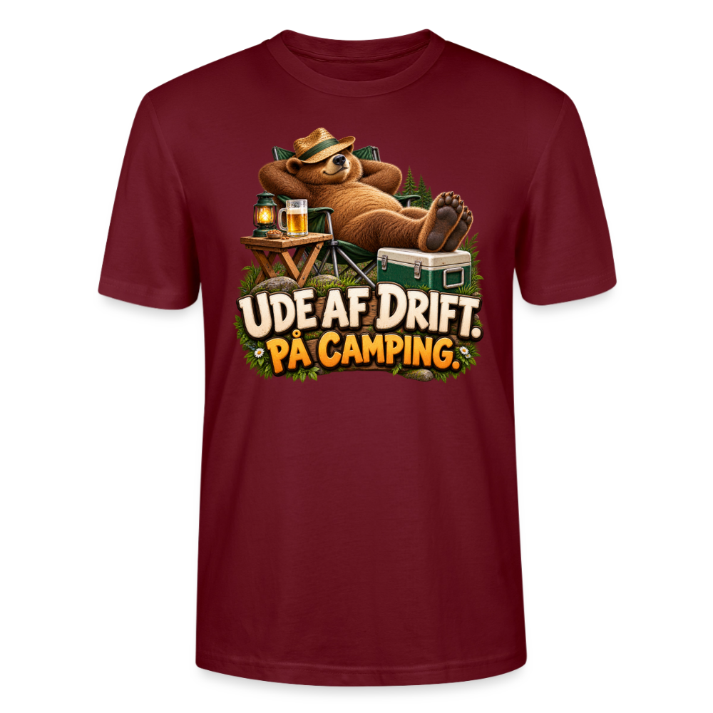 CityShirts - T-shirt - Ude af drift. På camping. - CS035 - burgunder-rød