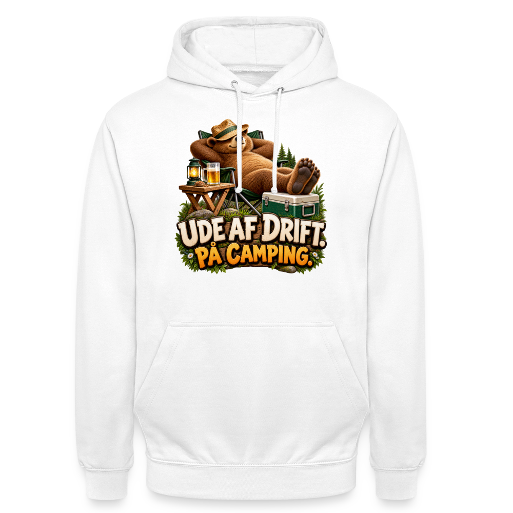 CityShirts - Hoodie - Ude af drift. På camping. - CS035 - hvid