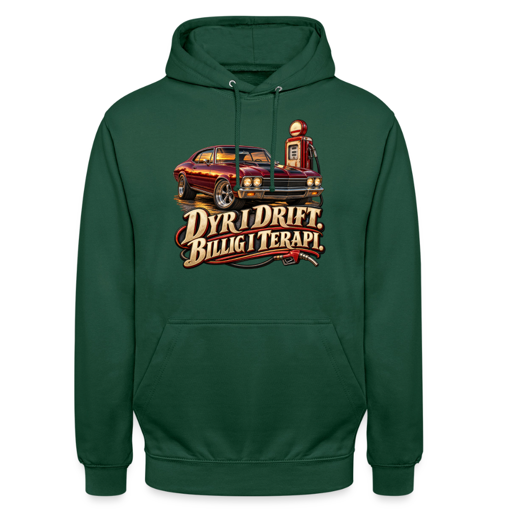 CityShirts - Hoodie - Dyr i drift. Billig i terapi. – V8 - CS029 - flaskegrøn