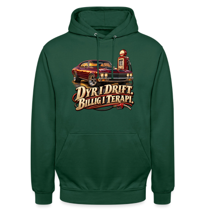 CityShirts - Hoodie - Dyr i drift. Billig i terapi. – V8 - CS029 - flaskegrøn