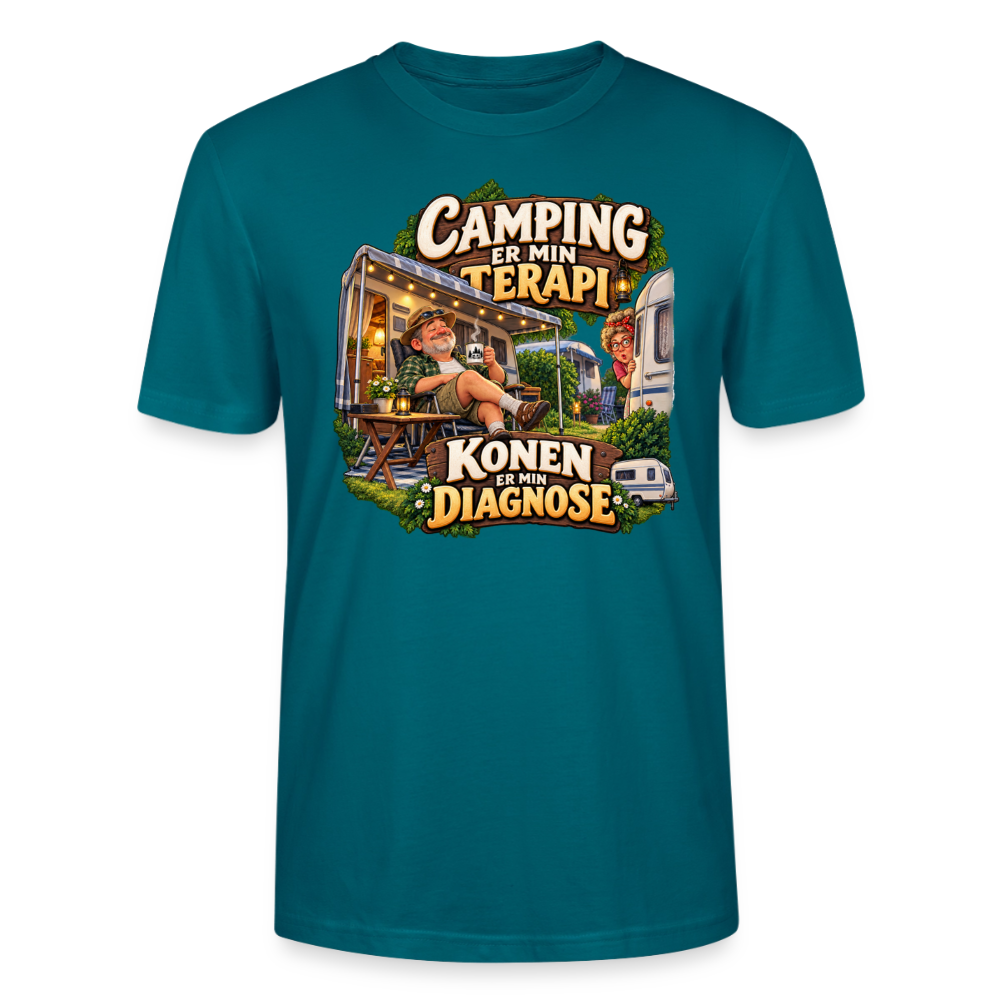 CityShirts - T-shirt - Camping er min terapi – Konen er min diagnose - CS032 - havblå