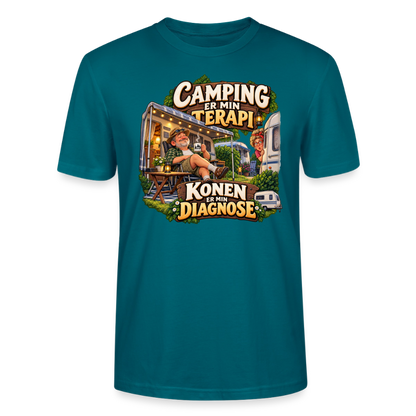 CityShirts - T-shirt - Camping er min terapi – Konen er min diagnose - CS032 - havblå
