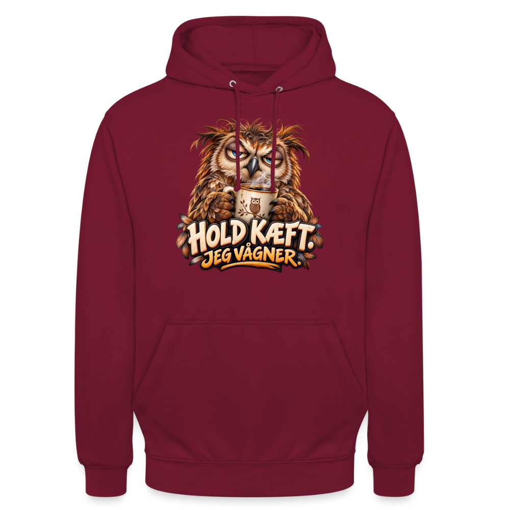 CityShirts - Hoodie - Hold kæft. Jeg vågner. – morgenugle - CS027 - bordeaux