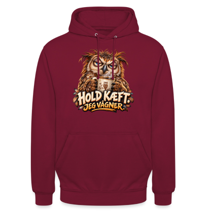 CityShirts - Hoodie - Hold kæft. Jeg vågner. – morgenugle - CS027 - bordeaux