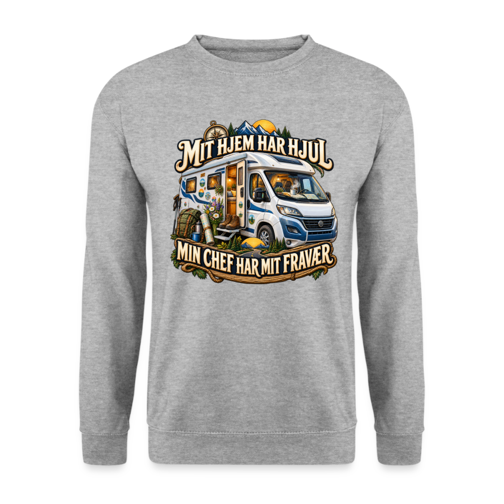CityShirts - Sweatshirt - Mit hjem har hjul – Min chef har mit fravær - CS040 - hvidgrå meleret