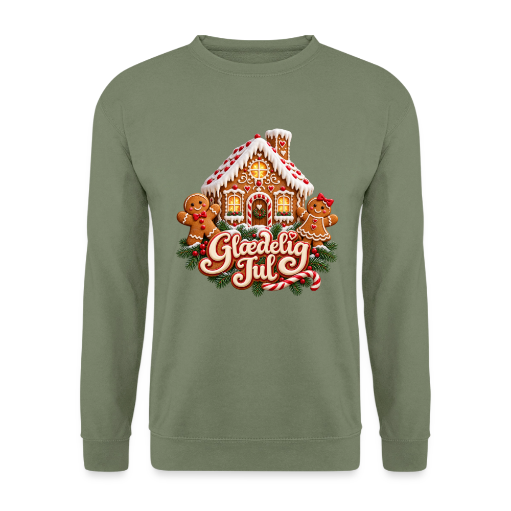 CityShirts - Sweatshirt - Glædelig Jul – peberkagehygge - CS067 - militærgrøn