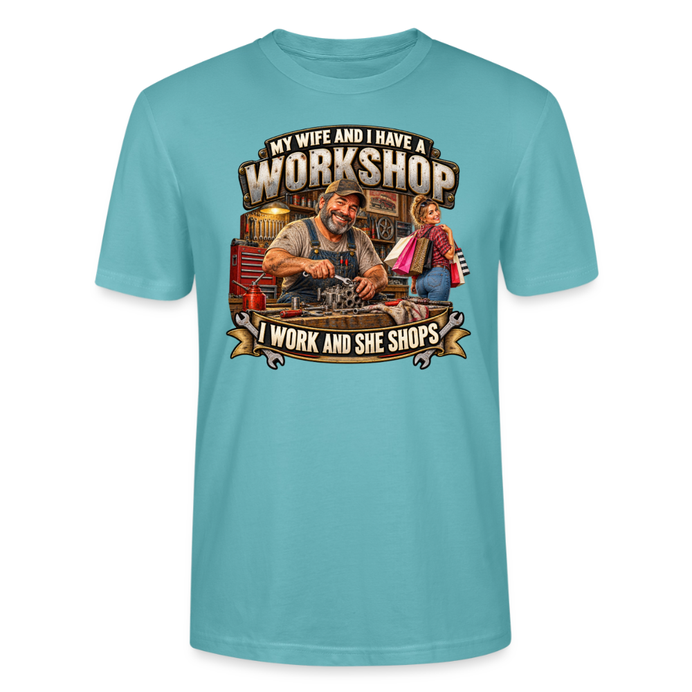 CityShirts - T-shirt - Workshop – I work and she shops - CS021 - pastelturkis