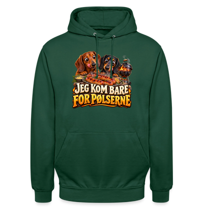 CityShirts - Hoodie - Jeg kom bare for pølserne - CS048 - flaskegrøn