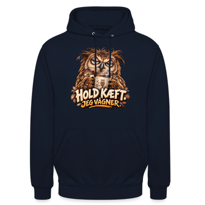 CityShirts - Hoodie - Hold kæft. Jeg vågner. – morgenugle - CS027 - marineblå