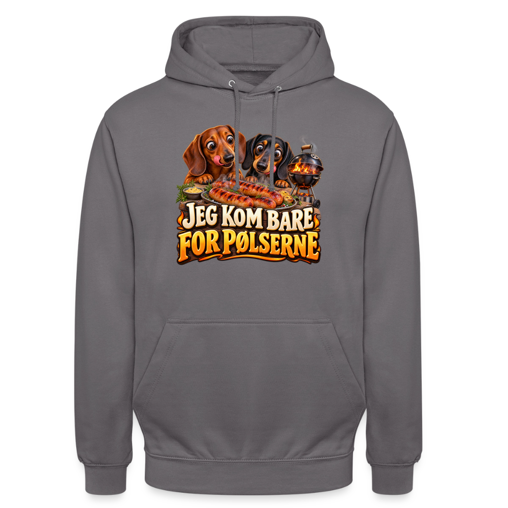 CityShirts - Hoodie - Jeg kom bare for pølserne - CS048 - mellemgrå