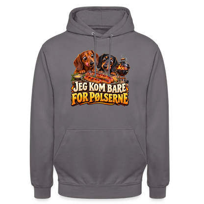 CityShirts - Hoodie - Jeg kom bare for pølserne - CS048 - mellemgrå