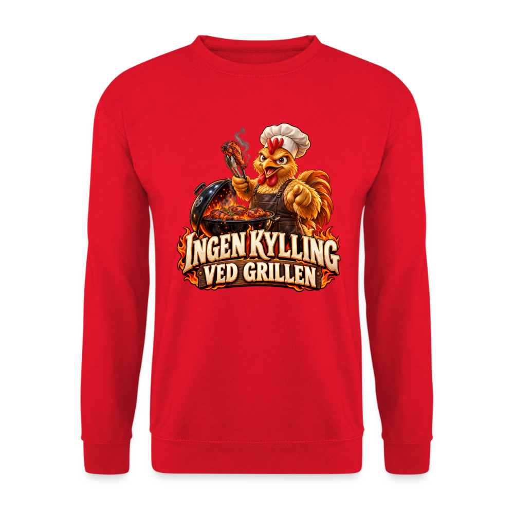 CityShirts - Sweatshirt - Ingen kylling ved grillen - CS054 - rød