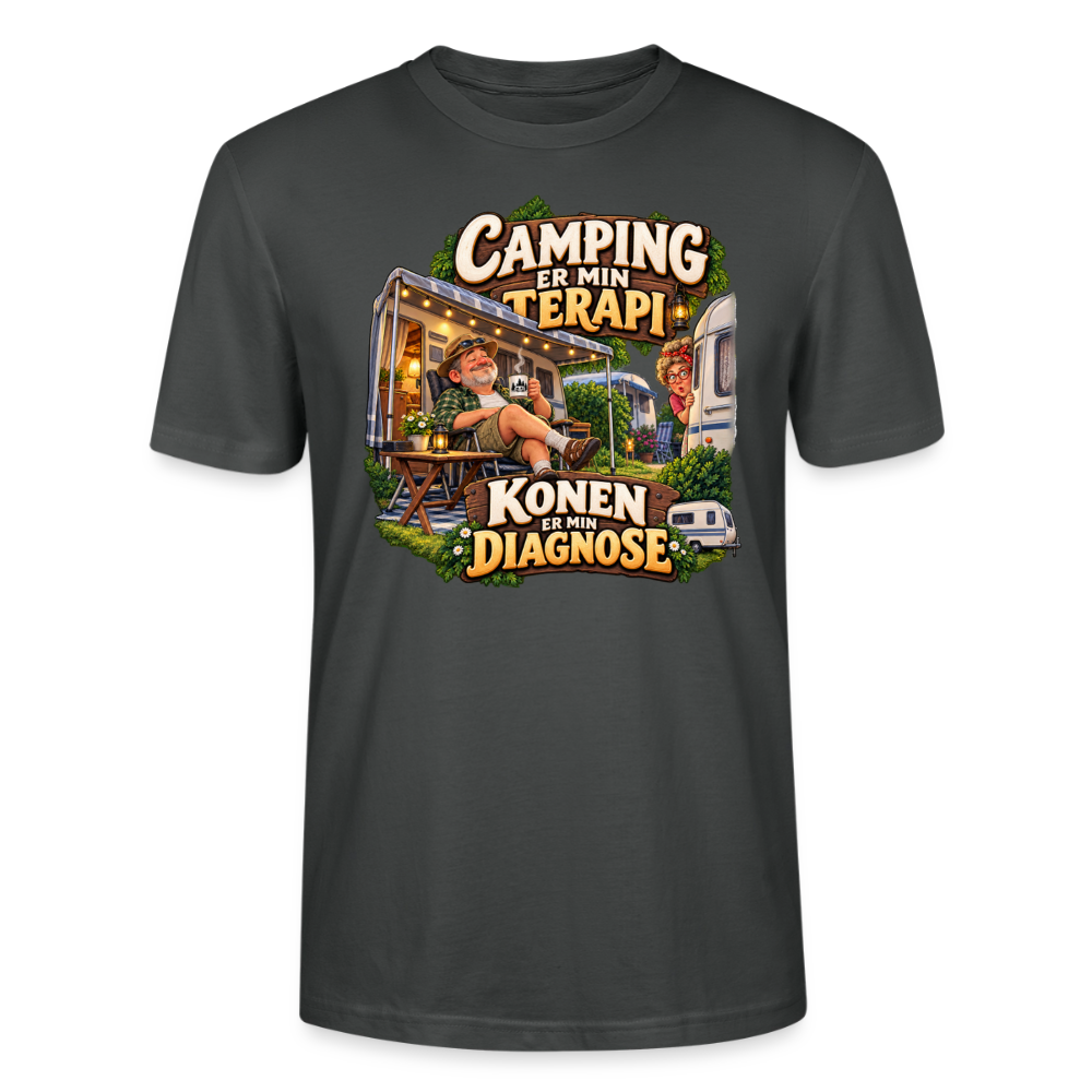 CityShirts - T-shirt - Camping er min terapi – Konen er min diagnose - CS032 - charcoal
