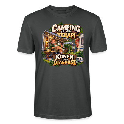 CityShirts - T-shirt - Camping er min terapi – Konen er min diagnose - CS032 - charcoal