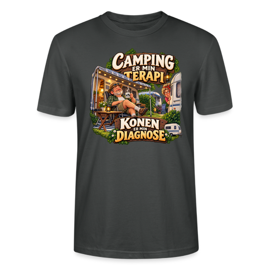 CityShirts - T-shirt - Camping er min terapi – Konen er min diagnose - CS032 - charcoal
