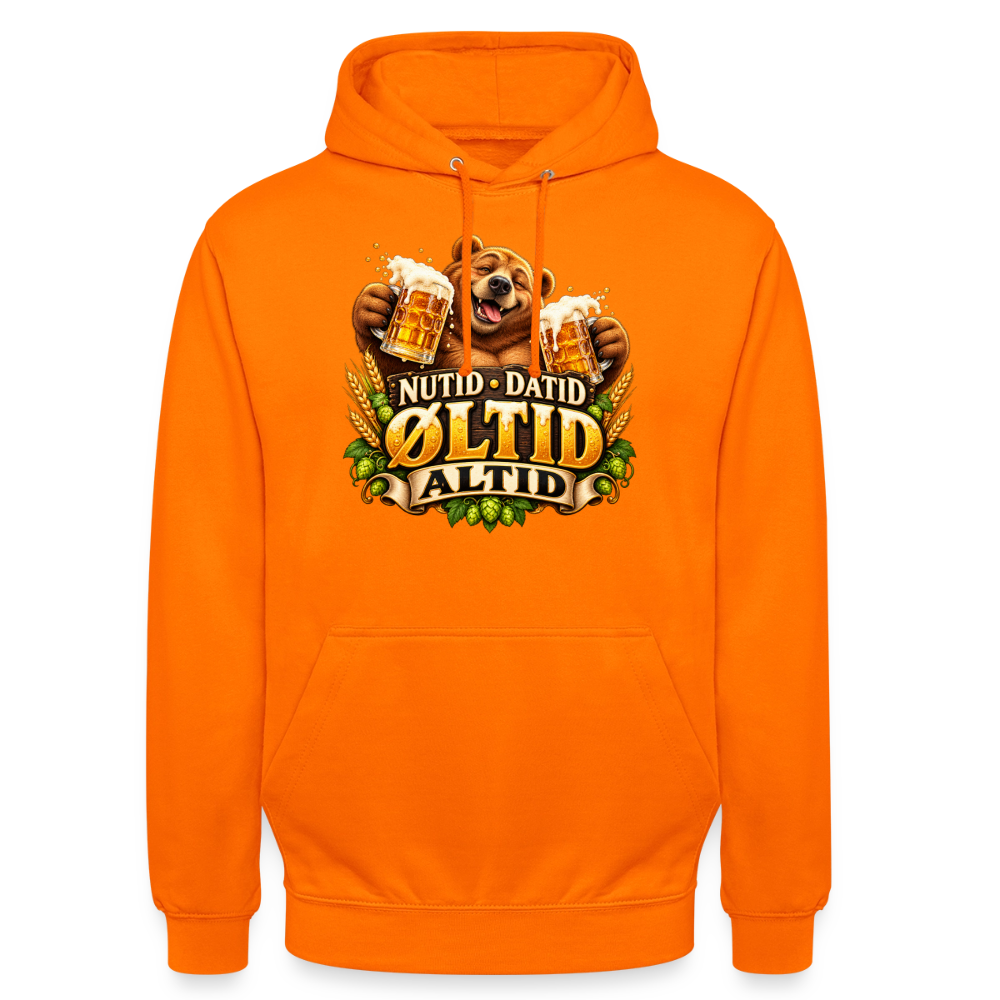 CityShirts - Hoodie - Nutid, datid, øltid – altid - CS006 - orange