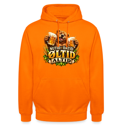 CityShirts - Hoodie - Nutid, datid, øltid – altid - CS006 - orange