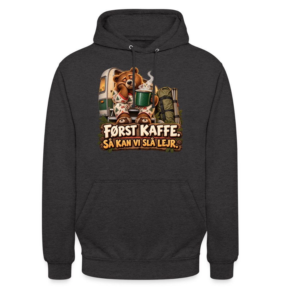 CityShirts - Hoodie - Først kaffe – Så kan vi slå lejr - CS043 - charcoal
