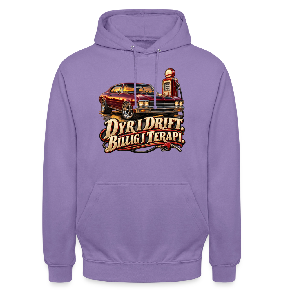 CityShirts - Hoodie - Dyr i drift. Billig i terapi. – V8 - CS029 - lavendel