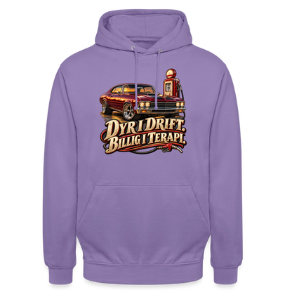 CityShirts - Hoodie - Dyr i drift. Billig i terapi. – V8 - CS029 - lavendel