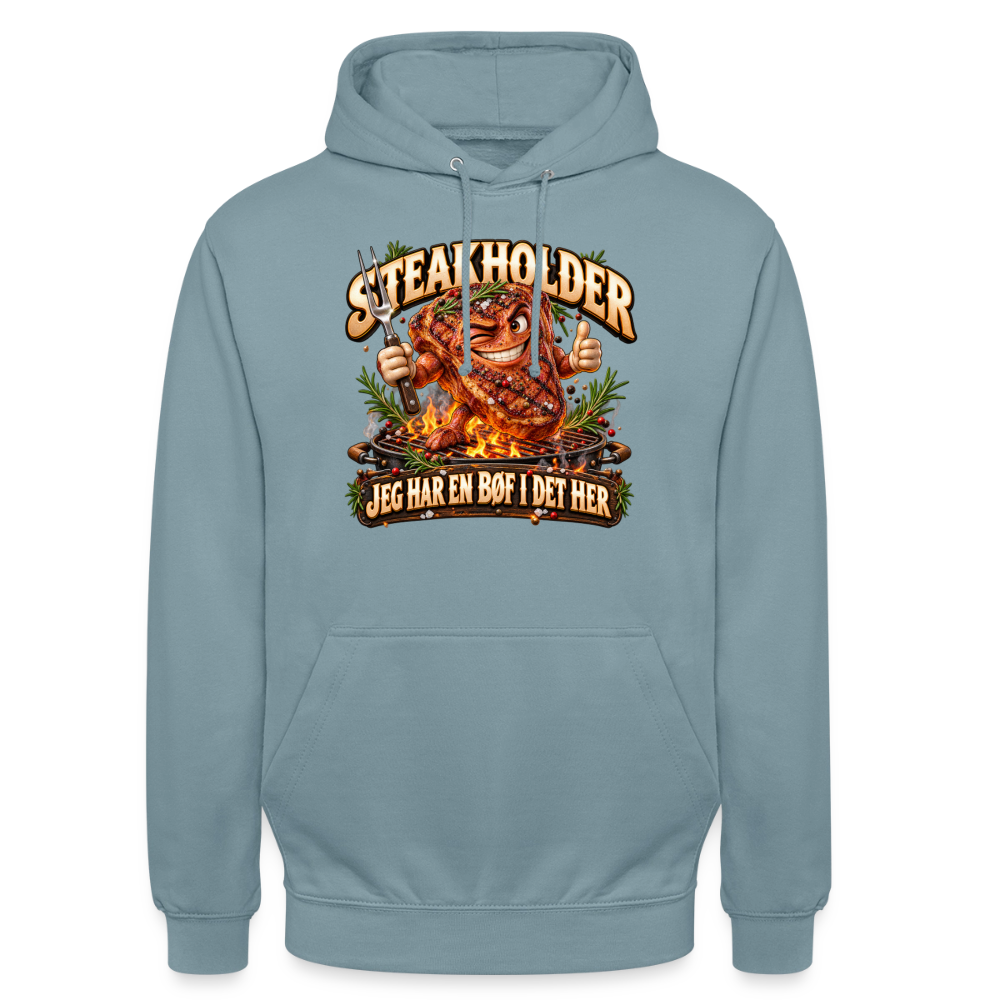 CityShirts - Hoodie - Steakholder – Jeg har en bøf i det her - CS052 - gråblå
