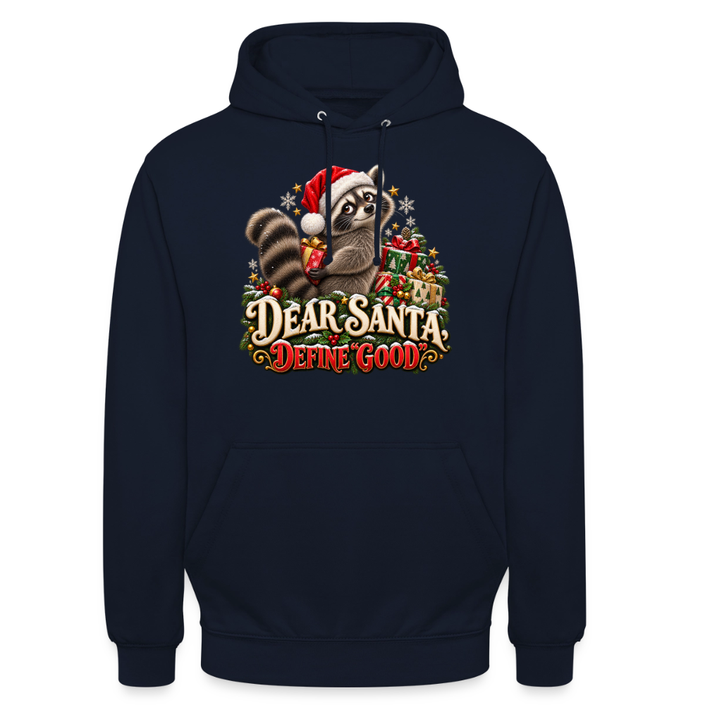 CityShirts - Hoodie - Dear Santa, define good – julevaskebjørn - CS028 - marineblå