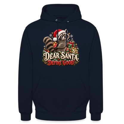 CityShirts - Hoodie - Dear Santa, define good – julevaskebjørn - CS028 - marineblå