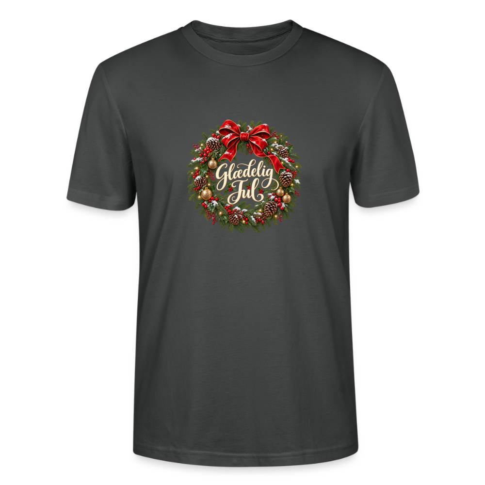 CityShirts - T-shirt - Glædelig Jul – julekrans - CS059 - charcoal