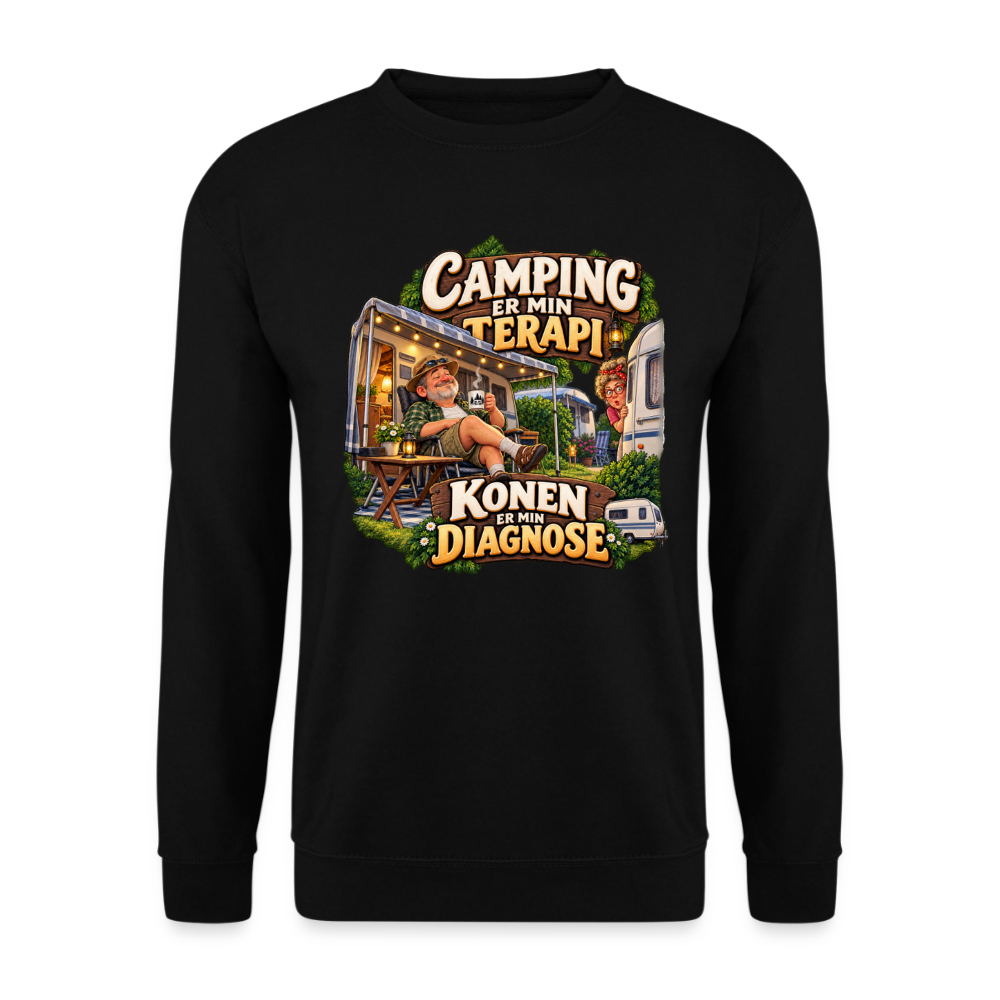 CityShirts - Sweatshirt - Camping er min terapi – Konen er min diagnose - CS032 - sort