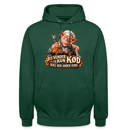 CityShirts - Hoodie - Jeg vender kun kød – Ikke den anden kind - CS044 - flaskegrøn
