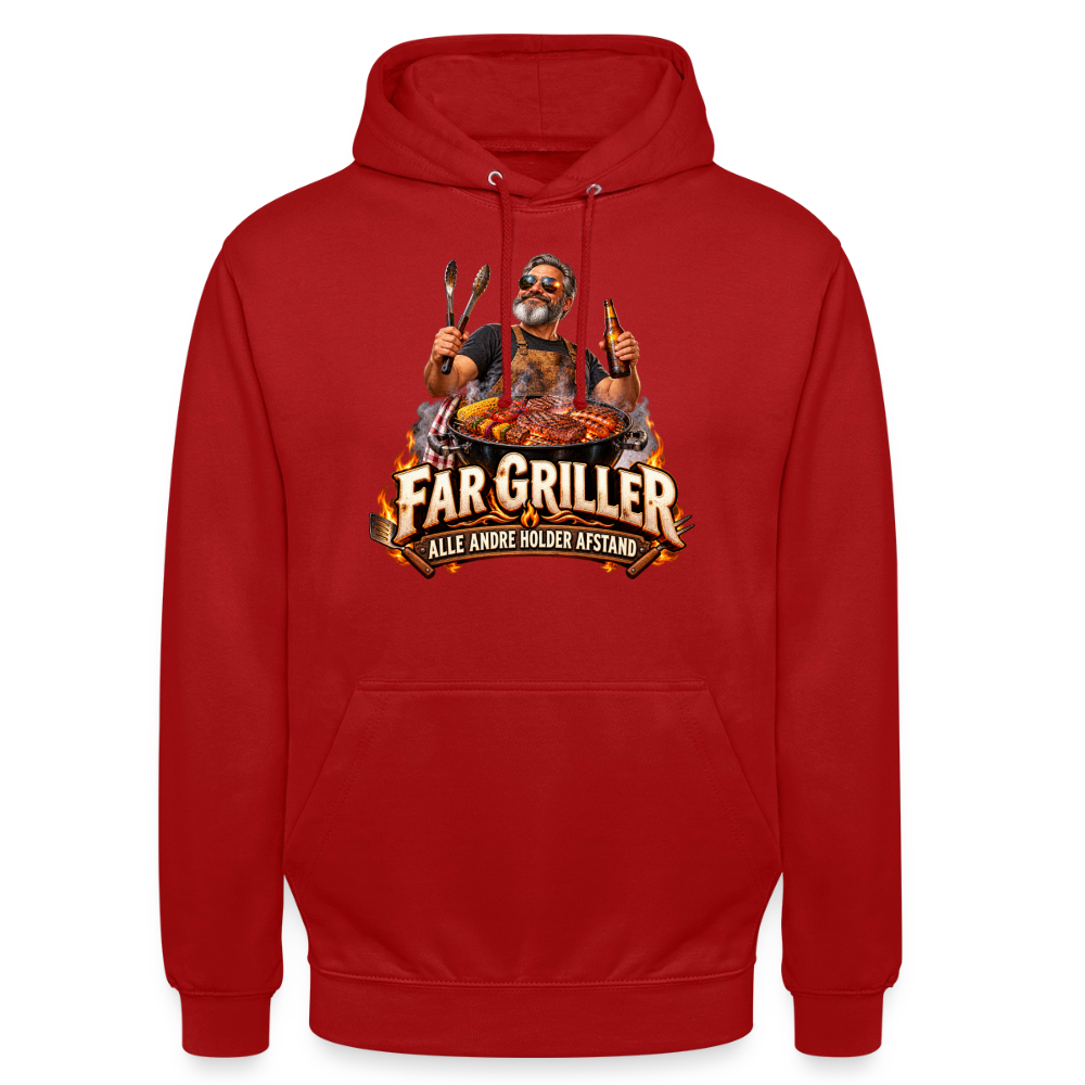 CityShirts - Hoodie - Far griller – Alle andre holder afstand - CS055 - rød