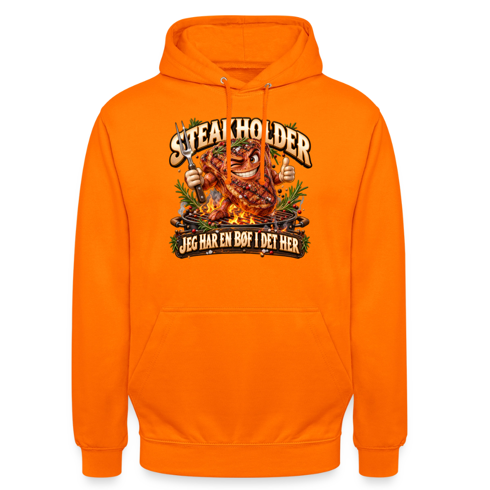 CityShirts - Hoodie - Steakholder – Jeg har en bøf i det her - CS052 - orange